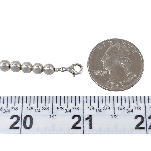 Estate Sterling Silver 925 Turquoise Onyx Beaded Necklace 18"-21" - Picture 3 of 6